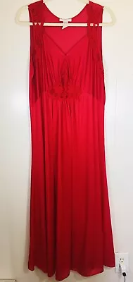 Partners Sexy Red Lace Trim Peignoir Nightgown Size XL Vintage USA 70s 80s • $55