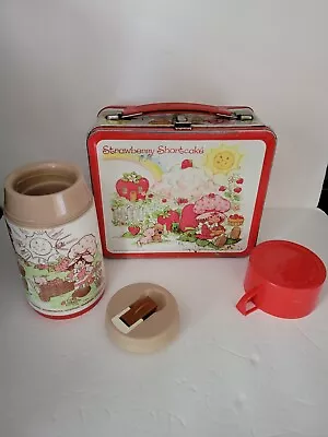 Vintage 1980 Strawberry Shortcake Metal Lunchbox W/ Thermos Red By Aladdin RED • $40