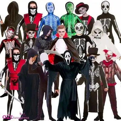 Kids Skeleton Reaper Scream Halloween Book Day Fancy Dress Costumes 3-13 Years • £6.95