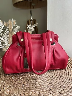 Jasper Conran Debenhams Red Vintage Leather Handbag Bag • £22