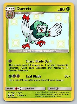 Dartrix Pokemon Baby Shiny #SV3/SV94 Hidden Fates G66 • $3.49