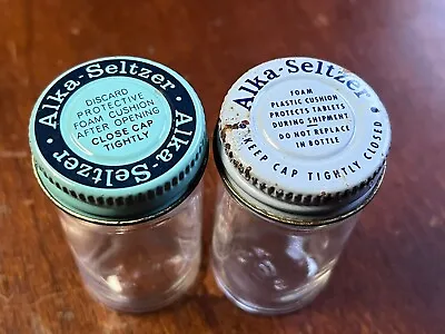 2 Vintage Alka Seltzer Glass Jar Metal Lid Advertising • $14.99