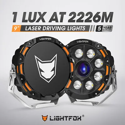 LIGHTFOX 9 Inch Osram Laser LED Driving Lights Round Black Offroad Truck 4x4 • $539.95