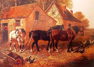 £1.99 • Buy PLOUGH HORSES IN FARMYARD. 1980s SMALL POSTCARD PRINT OF A PAINTING
