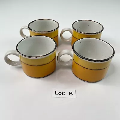 £29.20 • Buy (4)Vtg Stonehenge Midwinter SUN Yellow Orange Flat Coffee Mugs England 2.5”h