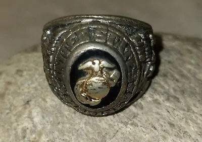 Sterling Silver Marine Crest Craft Tun Tavern IWO JIMA RING Size 8.5 • $95.97