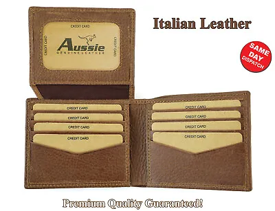 $26.99 • Buy Mens GENUINE Leather Wallet RFID Blocking Slim Trifold Pocket Purse Card Holder