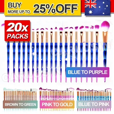 $8.45 • Buy 20PCS Eye Makeup Brushes Diamond Unicorn Eyeshadow Eyebrow Blending Brush Set