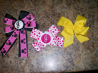 GIRL'S  RIBBON HAIR BOW Lot Of 3 EMBROIDERY MONOGRAMMED   J   • $9.99