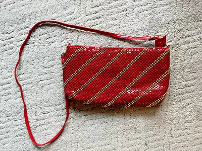 Bags By Marlo Vintage 1970’s Red & Gold Metal Mesh Evening Shoulder Bag • $19.99