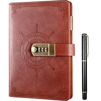 KESOTE Journal With Combination Lock Vintage Leather Design With Pen • $19.99