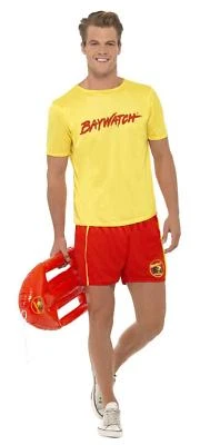 £24.45 • Buy MENS RED & YELLOW BAYWATCH BEACH COSTUME 1990s SHOW DAVID HASSELHOFF FANCY DRESS