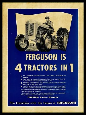 1954 Ferguson Tractors NEW Metal Sign: The Franchise With The Future Is Ferguson • $19.88