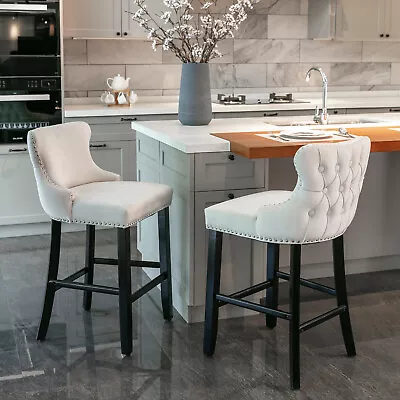 Barstools Counter Height Chairs Set Of 2 Velvet Kitchen Island Dining Chair • $195.99