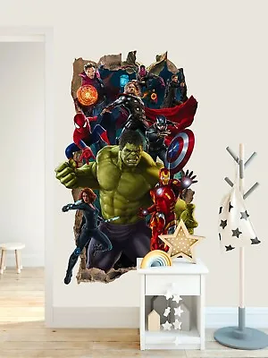 Superheros Hulk Spiderman Captain America Avengers Smashed Wall Decal Sticker • $30.67