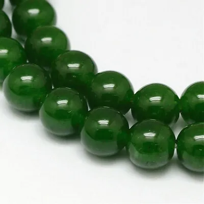 Strand 48+ 8mm Natural Dark Green Jade Plain Round Beads UK • £4.99