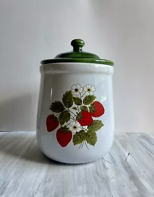 Vintage McCoy Strawberry Country Canister Jar Crock With Lid • $23.50