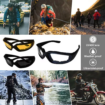 1/3PCS Day&Night Driving Motorcycle Sunglasses Anti UV Windproof Riding Glasses • $6.98