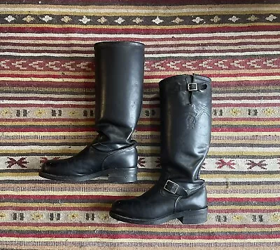 Vintage Chippewa Engineer Boots 9.5 D Steel Toe 71418 Black Motorcycle Biker USA • $254