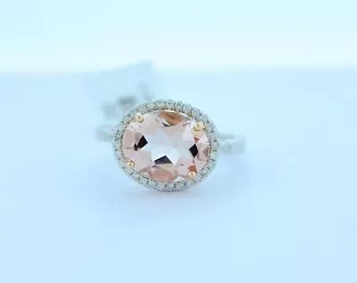 18K Multi Tone Gold Pink Oval Morganite 2.91 TCW & H Color Diamonds .21 TDW Ring • $999.99