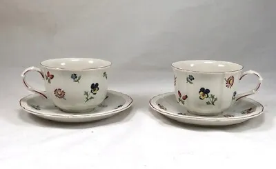 Villeroy & Boch  Petite Fleur  Pair (2) Tea Cups & Saucers 2 1/2  Tall X 3 1/2  • $24.95