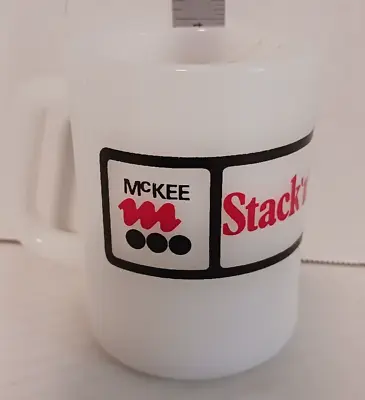 Vintage Federal Glass Milk Glass Coffee Cup Advertising Mug- McKee Stack & Mover • $5.99