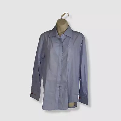 $240 Mes Demoiselles Women's Blue Stanley Striped Shirt W/ Cuff Links Size 38 • $77.18