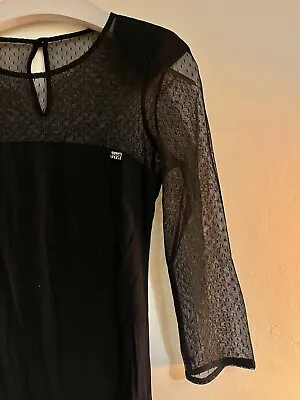 MISS SIXTY Black Jersey Sheer Sleeve Mini Dress Size XS Y2K UK 6 8 • £8.99