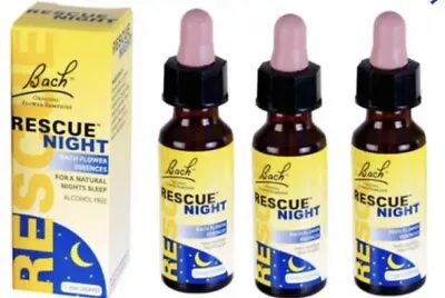 Night Bach Rescue Remedy Drops 10ml Stress Relief Anxiety  Night  Sleep - 3 PACK • £18.79