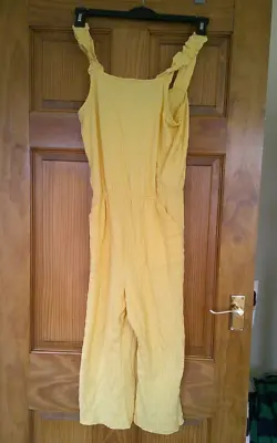 Girls Yellow Stretchy Trouser Playsuit Jumpsuit  Suit - Age 12-13 • £5
