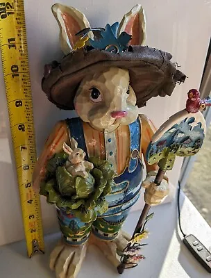 Lge Anthropomorphic Gardener Bunny Rabbit Bird Mixed Media Spring Very Detailed • $29.99
