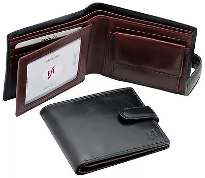 Starhide Mens RFID Real Leather Wallet ID Window Coin Pocket 835 Black/Brown  • £16.99