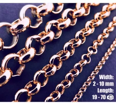 9ct 9k Rose Gold Plated Belcher Chain Necklace  All Length & Width=3-7mm 967 UK • £10.99