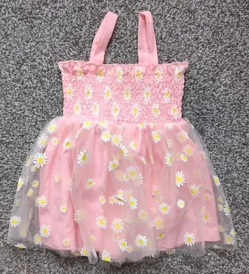 Baby Girls 9-12 Months Pink Thin Strap Dress (A226) • £1.60