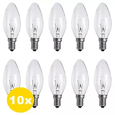 40w Watt SES E14 Candle Bulbs Clear Candle Small Edison Screw In Bulbs X 10 • £8.99