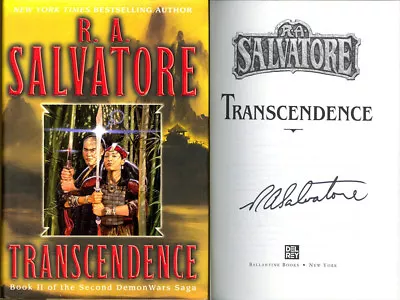 R.A. Salvatore SIGNED AUTOGRAPHED Transcendence HC 1st Ed 1st Pr Drizzt Bk #2 • $110