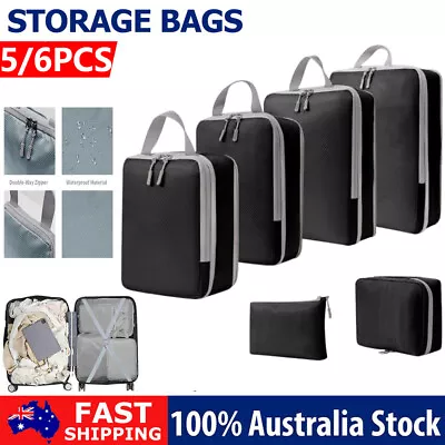 5-6PC Storage Compression Bags Luggage Travel Packing Cubes Organiser Suitcases • $24.99