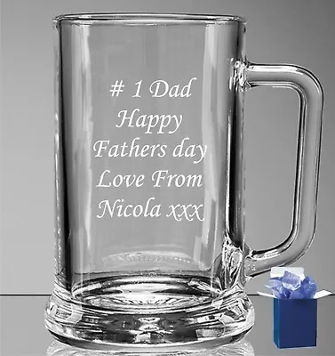 Personalised Engraved Pint Beer Glass Tankard 18th 21st 30th 40th Birthday Gift • £10.98