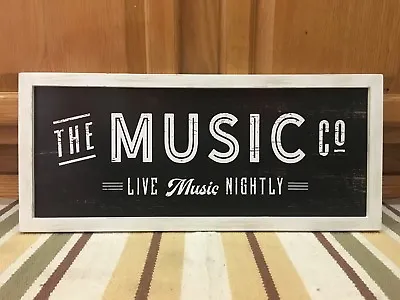 Music Company Live Nightly Framed Rustic Wooden Wall Decor Man Cave Bar Pub • $40