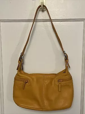 Tignanello Mustard Yellow Leather Multipocket Shoulder Purse Bag CLEAN & NICE • $39.99