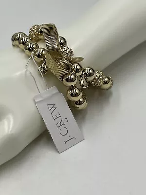 J. Crew Polished Gold Tone Pavé Stretch Bracelets Set Of Two NEW • $38.99