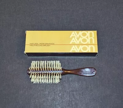 *NOS* Vintage Avon Natural Performance Half-Round 8  Hair Brush Brown Handle NIB • $79.99