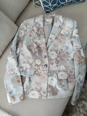 LINEA TESINI Ladies Jacket Floral SIZE 16 Eur 42 GREY & Flowers Wedding Blazer • £12.75