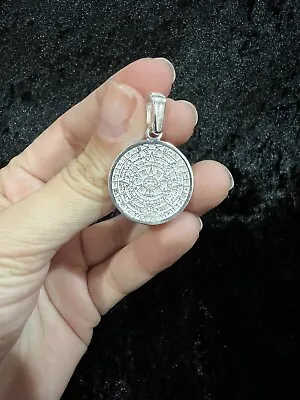 $30 • Buy 925 Sterling Silver Mens Womens Aztec Mayan Calendar Medal Pendant