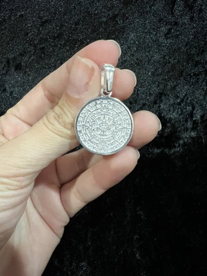 925 Sterling Silver Mens Womens Aztec Mayan Calendar Medal Pendant • $35