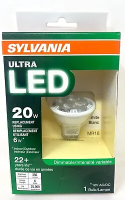 Sylvania Ultra LED 20W Using 6W MR16 Flood GU5.3 Base White Dimmable Light Bulb • $7.99