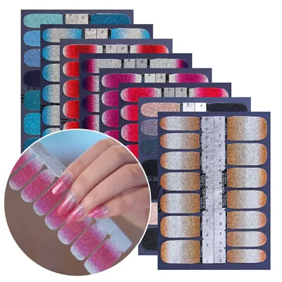 14 Strips Cured Gel Nail Art Stickers Full Cover Wraps Glitter Matte‹ • $1.42