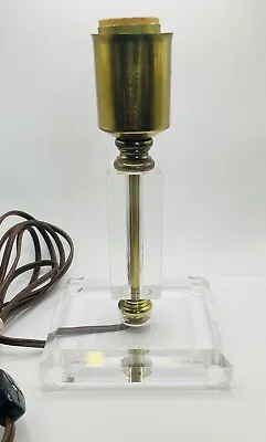 Vintage MCM Lucite And Brass Leviton Lamp Minimalist 8” Tall *tested* • $49