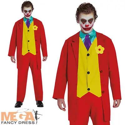 Mr Smile Mens Fancy Dress Joker Clown Comic Book Villain Mens Halloween Costume  • £7.99