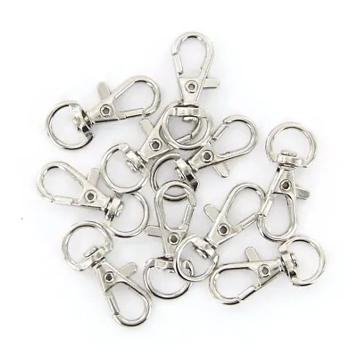 10pcs Small Silver Bag Clasps Lobster Swivel Clips Snap Hook For Keyring • £4.43